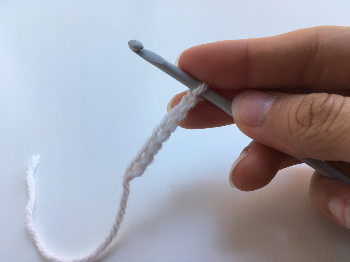 rij van losse haaksteken haken